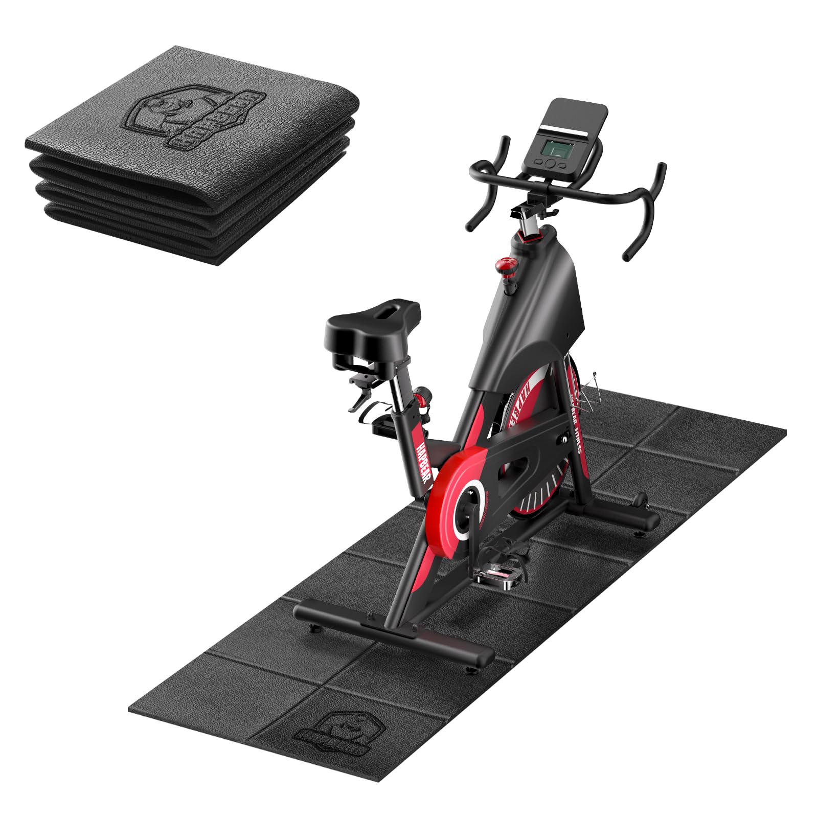 HAPBEAR Faltbare Bodenschutzmatte Für Sportgeräte Fitnessgeräte- 173cmx61cmx5 mm, Hohe Dichte PVC, Schalldämmend Fitnessmatte für Laufbänd, Ellipsentrainer, Heimtrainer, rollentrainer HBEM10