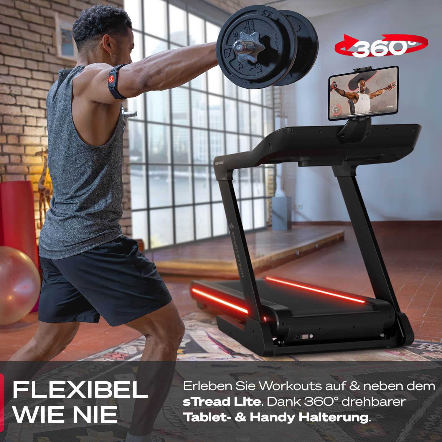 Sportstech sTread Pro/Lite Laufband klappbar für Zuhause – bis 20 km/h, 15–17 % Steigung, 150 kg max., LEDs, APP-kompatibel, leiser 7 PS Motor, große Lauffläche – Deutsche Qualitätsmarke