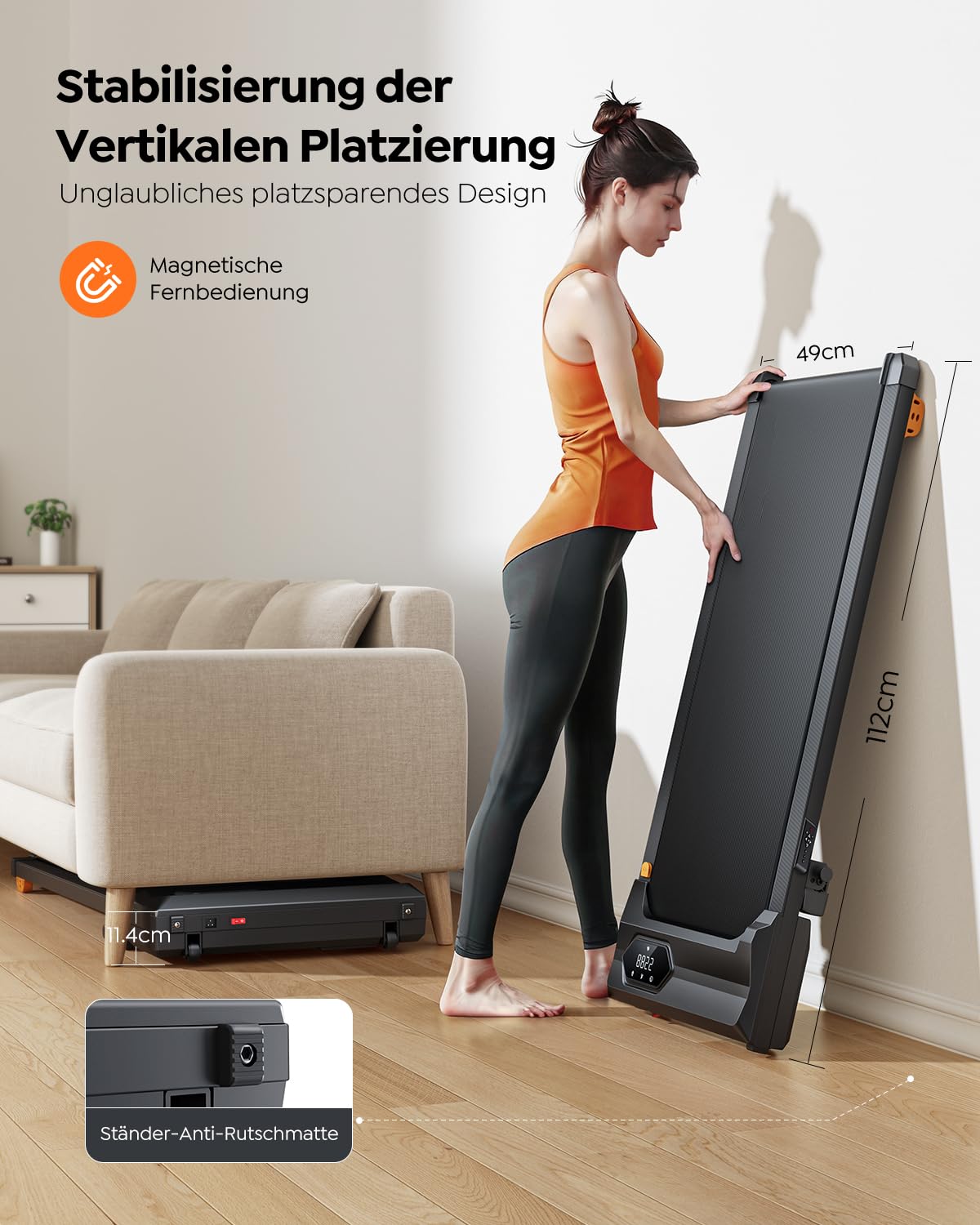 Laufband für Zuhause,Walking Pad mit Steigung bis 10%,1-6KM/H Laufband,LED-Anzeige,Dreifacher Dämpfung,Leisem 2.5HP Motor,App-Steuerung,Bis 130kg Belastbar,kompakt,Walking Machine für Zuhause/Büro